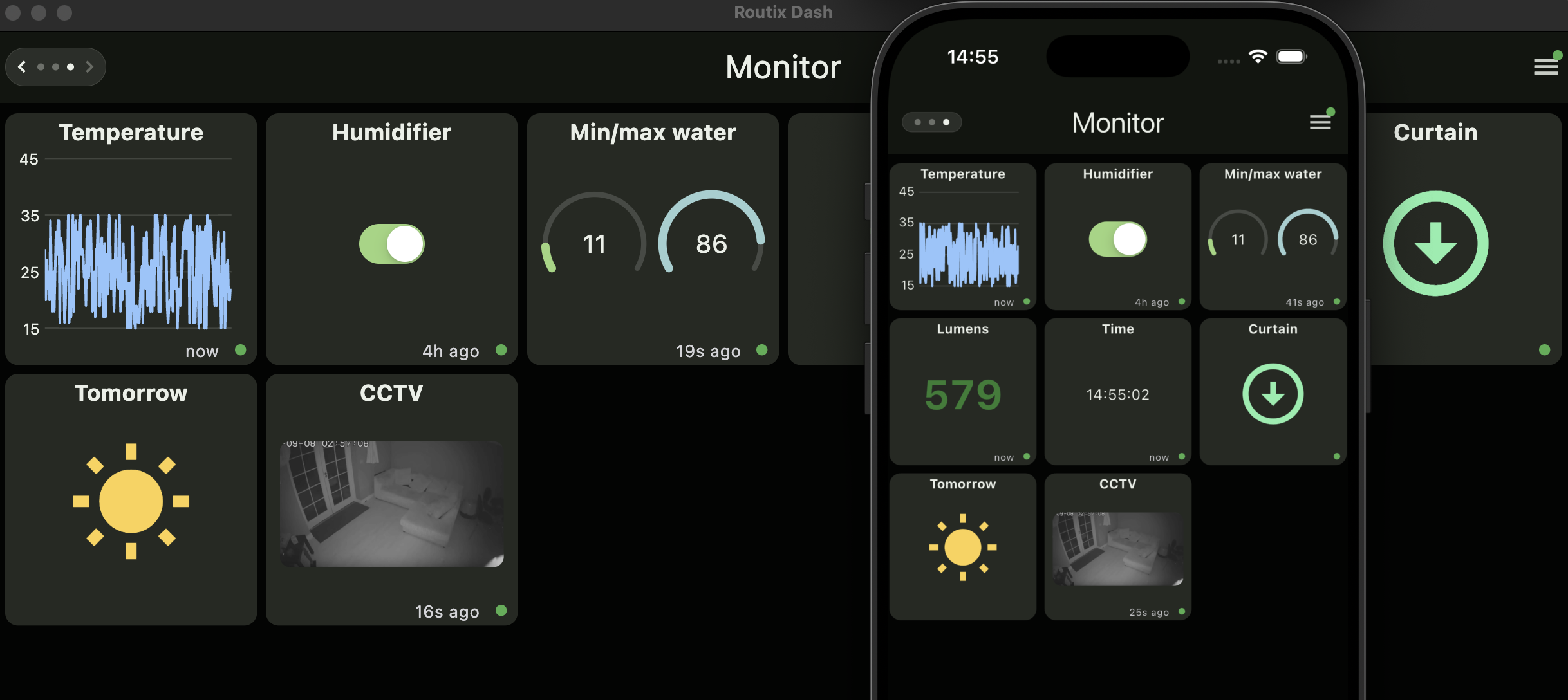 Routix Dash dashboard on macOS and iOS